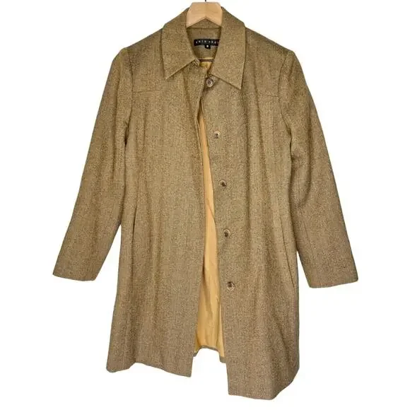 Shin Choi Herringbone Tan Spring Coat size 8 - Picture 2 of 7